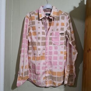 D&G Pink, Beige & Orange Geometric Button-Up Shirt Womens
